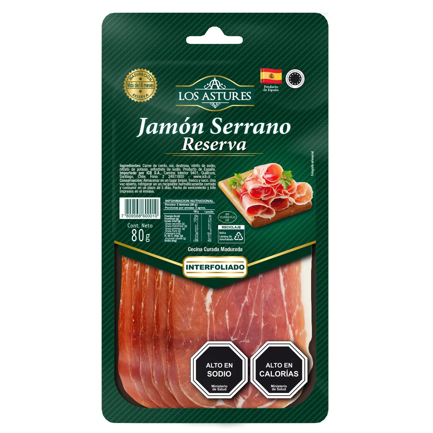 LOS ASTURES JAMÓN SERRANO 80 GRS