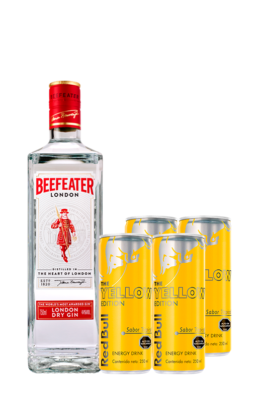 PROMO TROPICAL GIN (GIN BEEFEATER + 4 REDBULL TROPICAL)