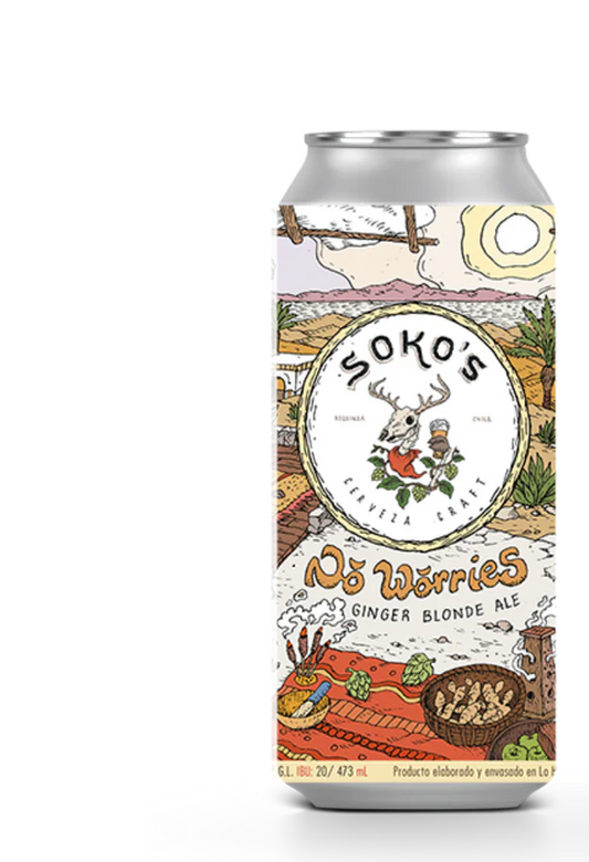 CERVEZA SOKO'S NO WORRIES GINGER BLONDE ALE  474 CC