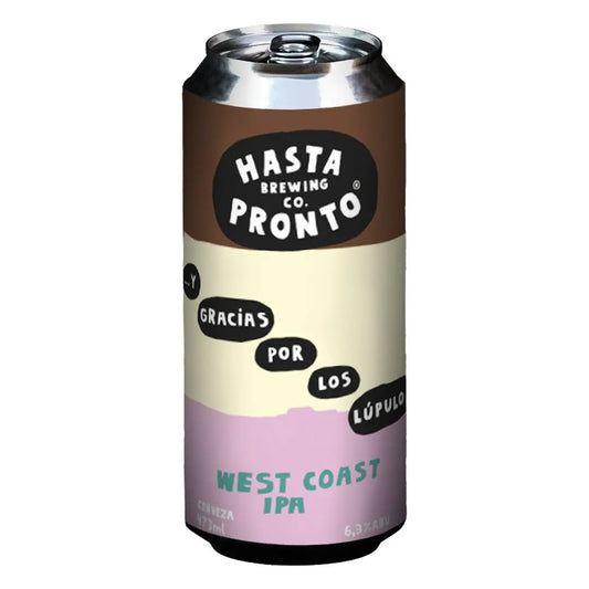 CERVEZA ARTESANAL HASTA PRONTO Y GRACIAS POR LO LUPULOS WEST COAST IPA 6,3°473 CC