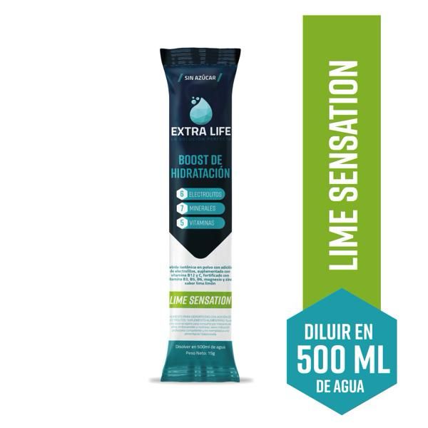 BEBIDA HIDRATANTE EN POLVO EXTRA LIFE LIME SENSATION 15 GR