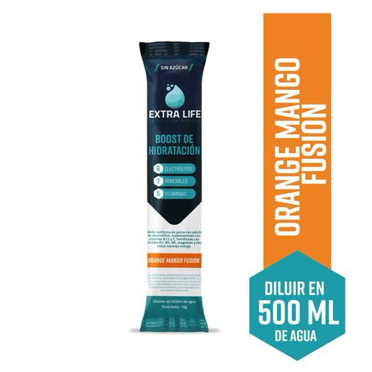 BEBIDA HIDRATANTE EN POLVO EXTRA LIFE ORANGE MANGO FUSION 15 GR
